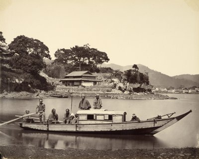 [Japansk vrag i kanalen, Nagasaki] af Felice Beato