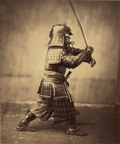 Japansk kriger i rustning, 1865-7 af Felice Beato