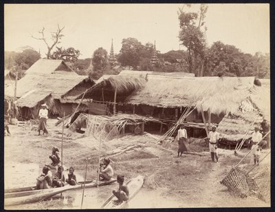 [Indfødt landsby langs Irrawaddy-floden] af Felice Beato