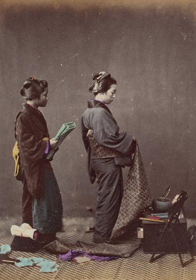 Sætter på Obi eller bælte, 1868. af Felice Beato