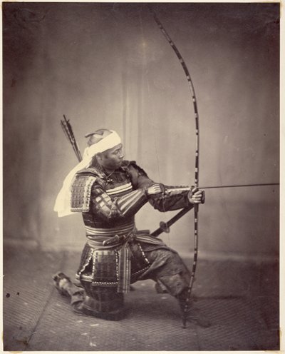 Samurai med langbue af Felice Beato