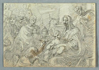 Tilbedelse af Magi-studiet efter Lodovico Carracci af Felice Giani
