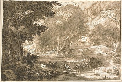 Angelica hviler under et træ, fra Orlando Furioso af Felice Giani