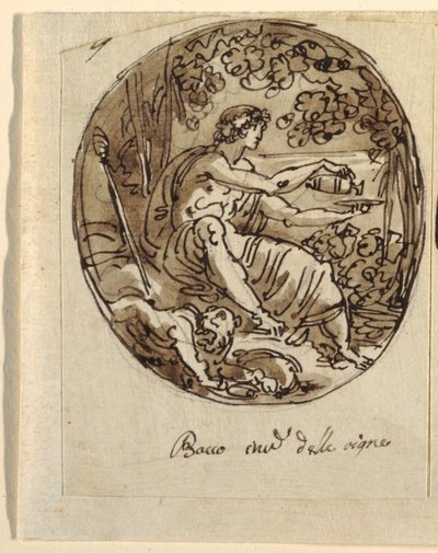 Bacchus, Design til hvælvet loft, Sala dei Legislatori, Palazzo Conti-Sinibaldi, Faenza af Felice Giani
