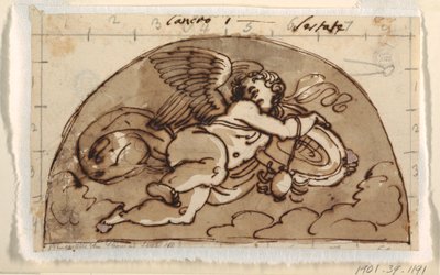 Cancer, Lunette for Ceiling, Octagonal Room, Palazzo Milzetti, Faenza af Felice Giani