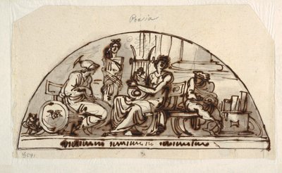 Design til en Lunette med Allegory of Poetry af Felice Giani