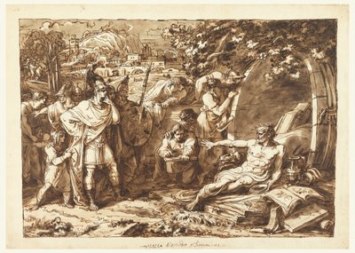 Tegning, Alexander den Store og Diogenes, 1820-22 af Felice Giani