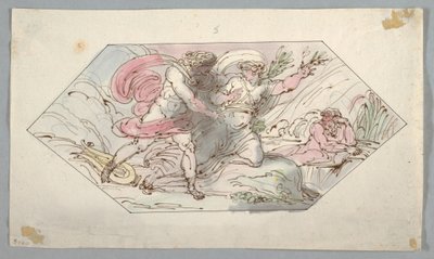 Tegning, Apollo og Daphne, 1796-98 af Felice Giani