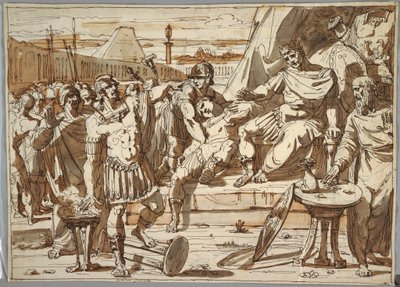 Tegning, Caius Mucius Scaevola og Porsena, 1800-1820 af Felice Giani
