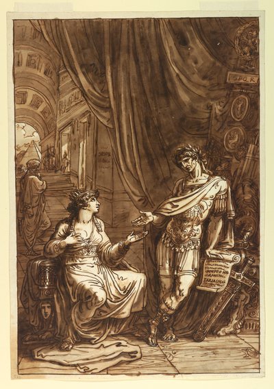 Tegning, Kleopatra bønfalder O, ca. 1820 af Felice Giani