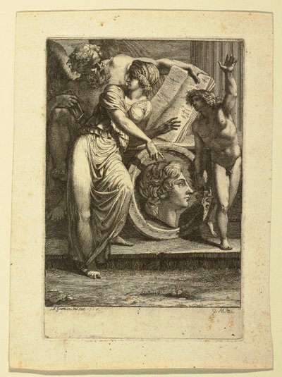 Tegning, radering: Frontispice eller dedikationsside, 1785 af Felice Giani