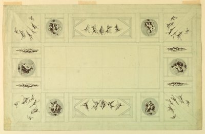 Tegning, Palazzo Quirinale, Rom;, 1812 af Felice Giani