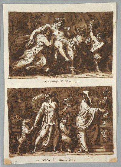 Tegning, ark fra en skitsebog:  Silenus