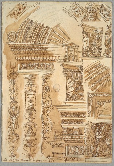 Facade af Santa Cecilia i Bologna; Arkitektstudier af Felice Giani