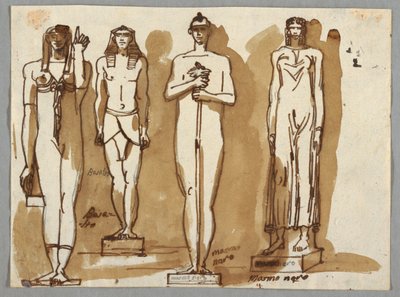Fire statuer i egyptisk stil af Felice Giani