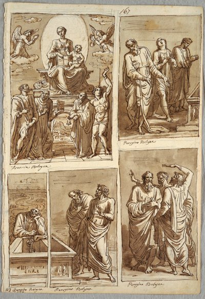 Fire studier af værker af Perugino og Francia af Felice Giani