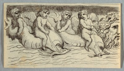 Fris med delfiner og Putto af Felice Giani