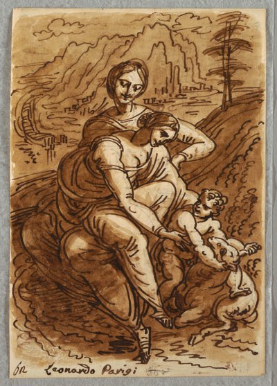 Madonna og barn med Sankt Anna og Lam, efter Leonardo af Felice Giani