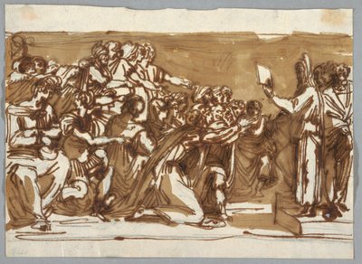 Moses viser lovens tabeller til israelitterne efter Perino del Vaga af Felice Giani