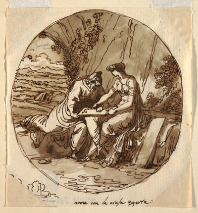 Numa Pompilius og Egeria, Sala di Numa Pompilius, Palazzo Milzetti, Faenza af Felice Giani