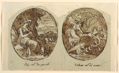 Pales, Triptolemus, Dekoration til en hvælving, Sala dei Legislatori, Palazzo Conti-Sinibaldi af Felice Giani