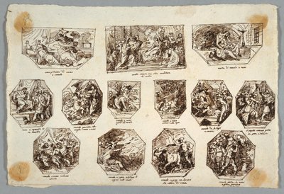 Romulus og Remus, tretten malerier til Sala delle Origini di Roma, Faenza af Felice Giani