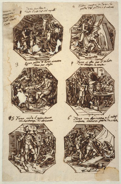 Seks Theseus-emner til Palazzo Gaddi, Forli af Felice Giani
