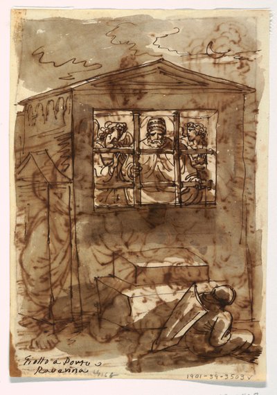 Skitsebog Folio, pave Sixtus II og diakon af Felice Giani