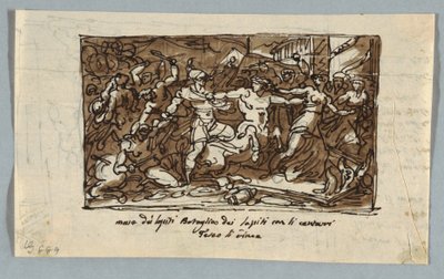 Skitsebogsside: Battle of the Centaurs and Lapiths af Felice Giani