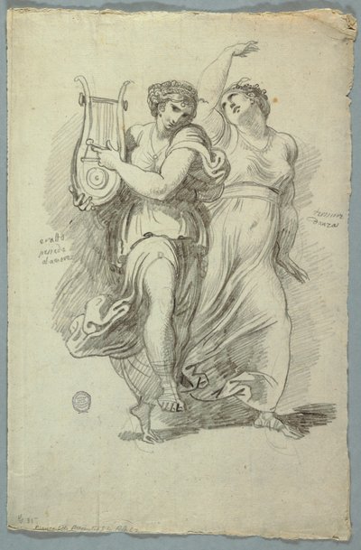 Terpsichore, Muse of Dance and Erato, Muse of Love Poetry af Felice Giani