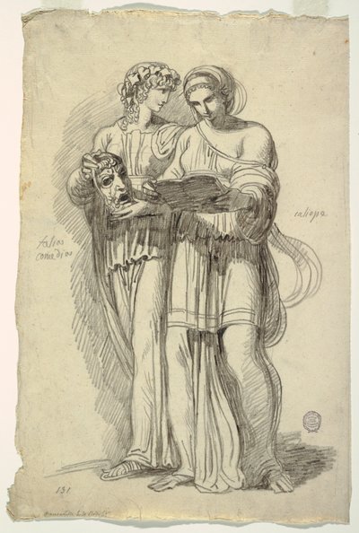 Thalia, Muse of Comedy og Calliope, Muse of Epic Poetry af Felice Giani