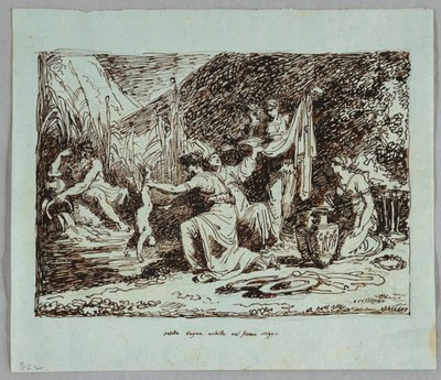 Thetis styrter Achilleus i floden Styx af Felice Giani