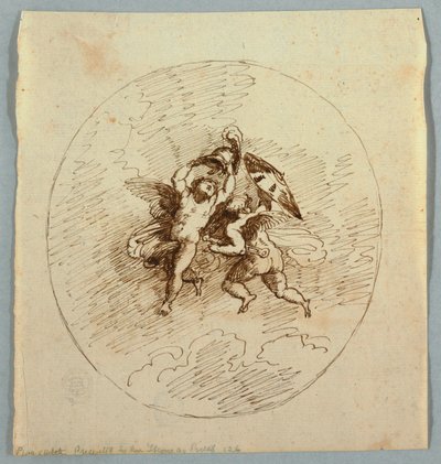 To flyvende putti med våben af Felice Giani