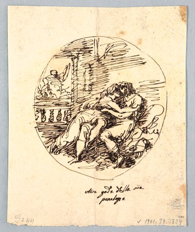 Ulysses og Penelope omfavner hinanden af Felice Giani