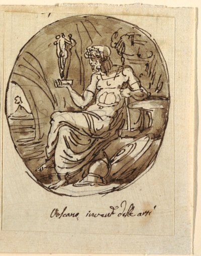 Vulcan, Design til hvælvet loft, Sala dei Legislatori, Palazzo Conti-Sinibaldi, Faenza af Felice Giani