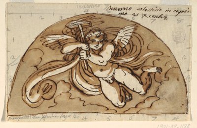 Winter, Lunette til loftet i det ottekantede rum, Palazzo Milzetti, Faenza af Felice Giani