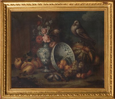 Stilleben (olie på lærred) af Felice Rubbiani