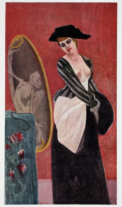 The Demon of Covettery: en monstrøs afspejling af en kvinde, der kigger på sig selv i et spejl, "Felicien Rops"" af Rudolf Klein. af Félicien Rops