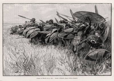 Massaernes angreb. Gravering af Myrbach til illustration af historien "" Au secours d