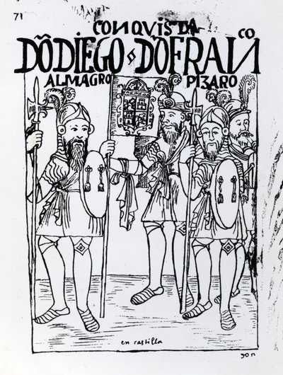Conquistadorerne Diego de Almagro og Francisco Pizarro forsonede sig i Castille af Felipe Huaman Poma de Ayala