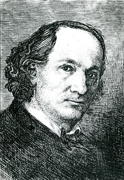 Charles Baudelaire (1821-67) (gravering) (s/h foto) af Felix (after) Bracquemond