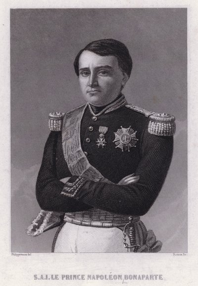 Prins Napoleon Bonaparte, søn af Jerome, konge af Westfalen, yngste bror til kejser Napoleon I (stik) af Felix (after) Philippoteaux