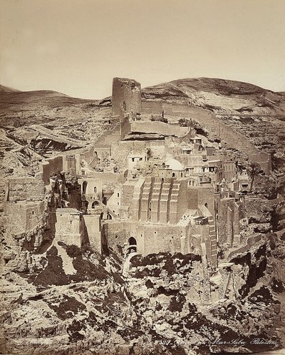 Udsigt over Mar Saba-klosteret i Israel af Félix Bonfils