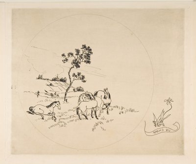 Dekoration til en plade: A Field, 1870. af Felix Bracquemond