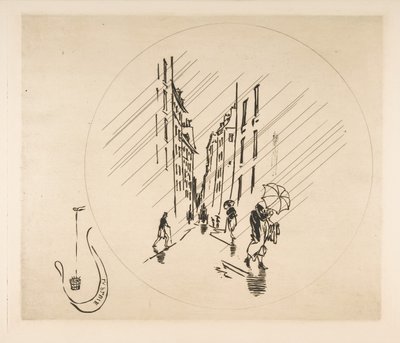 Dekoration til en tallerken: Regn, 1870. af Felix Bracquemond