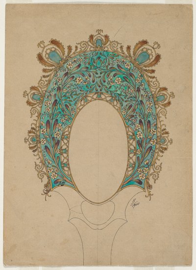 Design til et håndspejl, ca. 1900-1902. af Felix Bracquemond