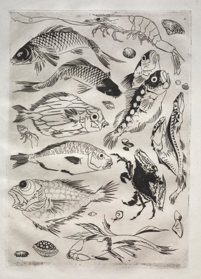 Middagsservice (Rousseau-service): Fisk (nr. 24) af Felix Bracquemond