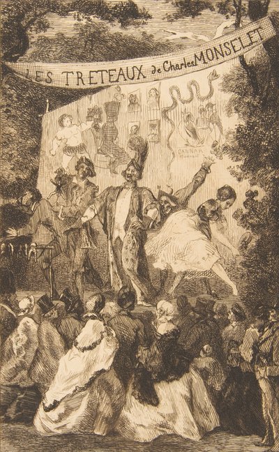 Frontispice til Les Treteaux de Monselet, 1859. af Felix Bracquemond