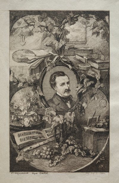 Frontispice til "New Works of Champfleury, The Friends of Nature:" Portræt af Champfleury, efter Gustave Courbet af Felix Bracquemond