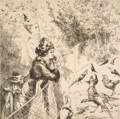 I Zoologisk Have, ca. 1873. af Felix Bracquemond